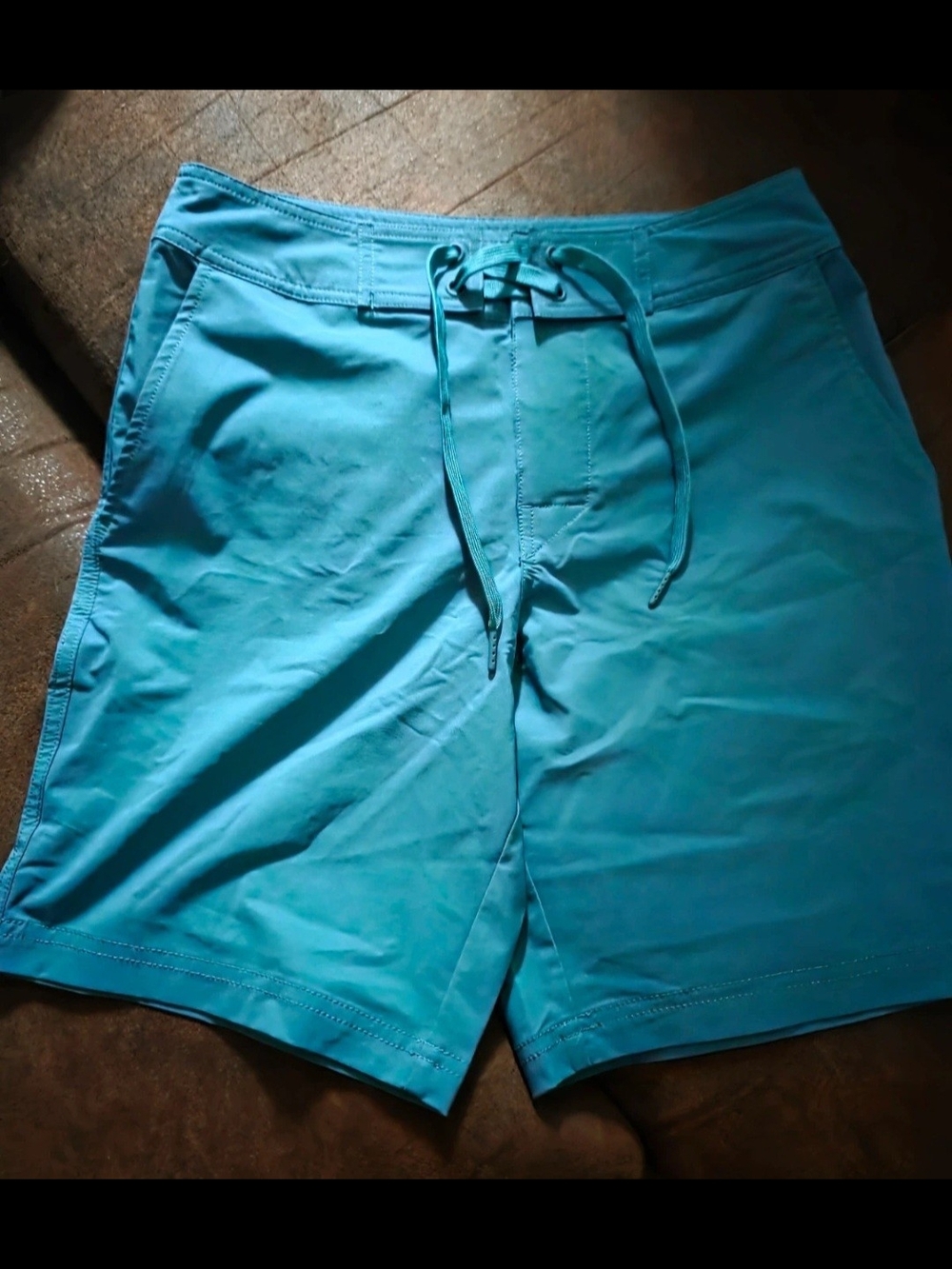 Amazon Men's Teal Swim Board Shorts with Drawstring